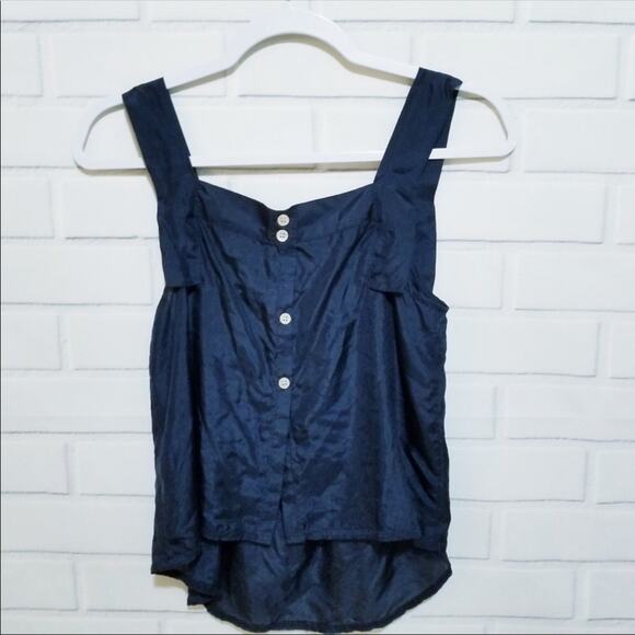Revolve Sunner 100% Silk Navy Sleeveless Blouse - Picture 3 of 6